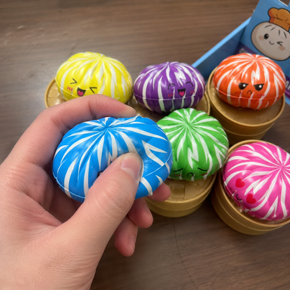 Neon Stripe Dumpling Squishy — Mystery Blind Box