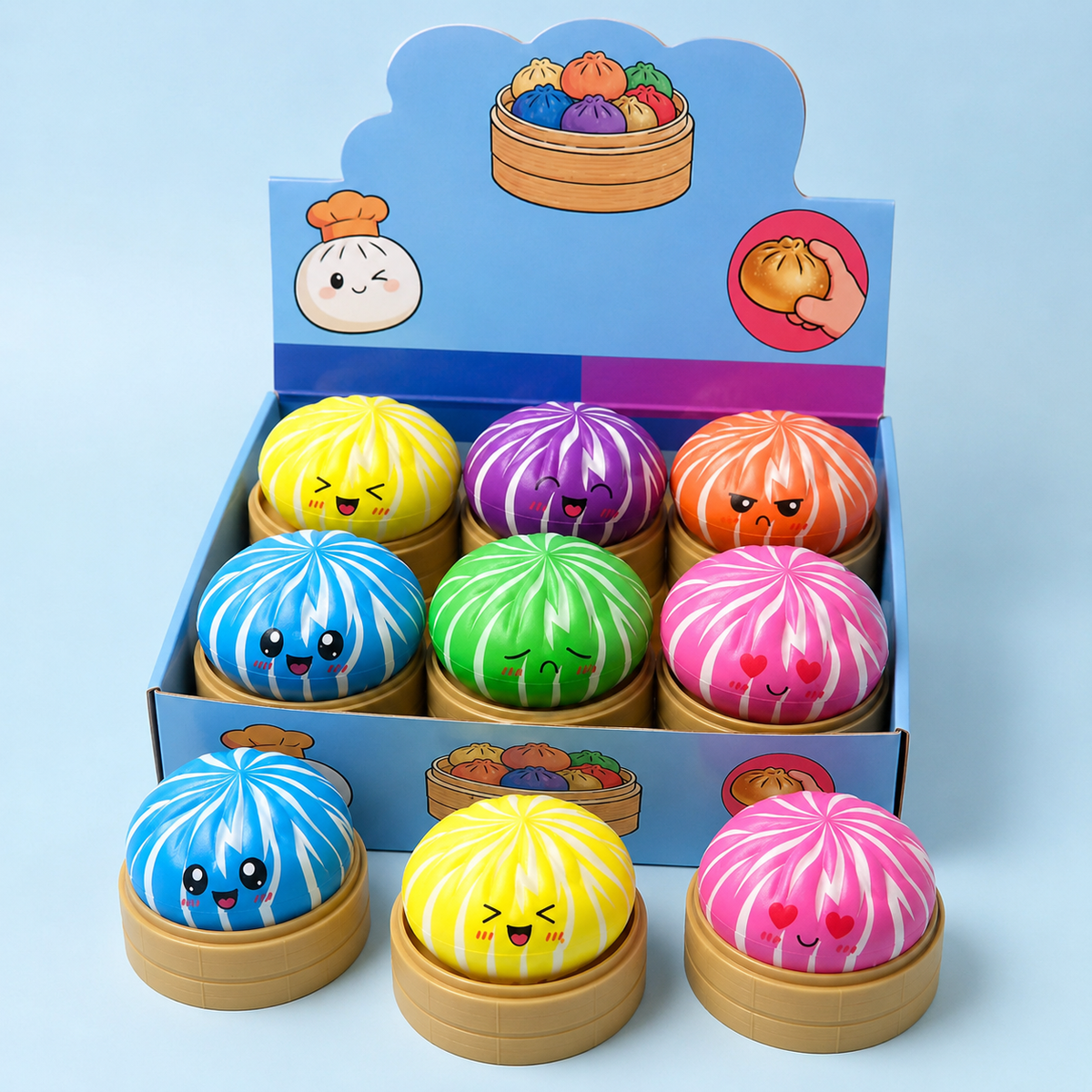 Neon Stripe Dumpling Squishy — Mystery Blind Box