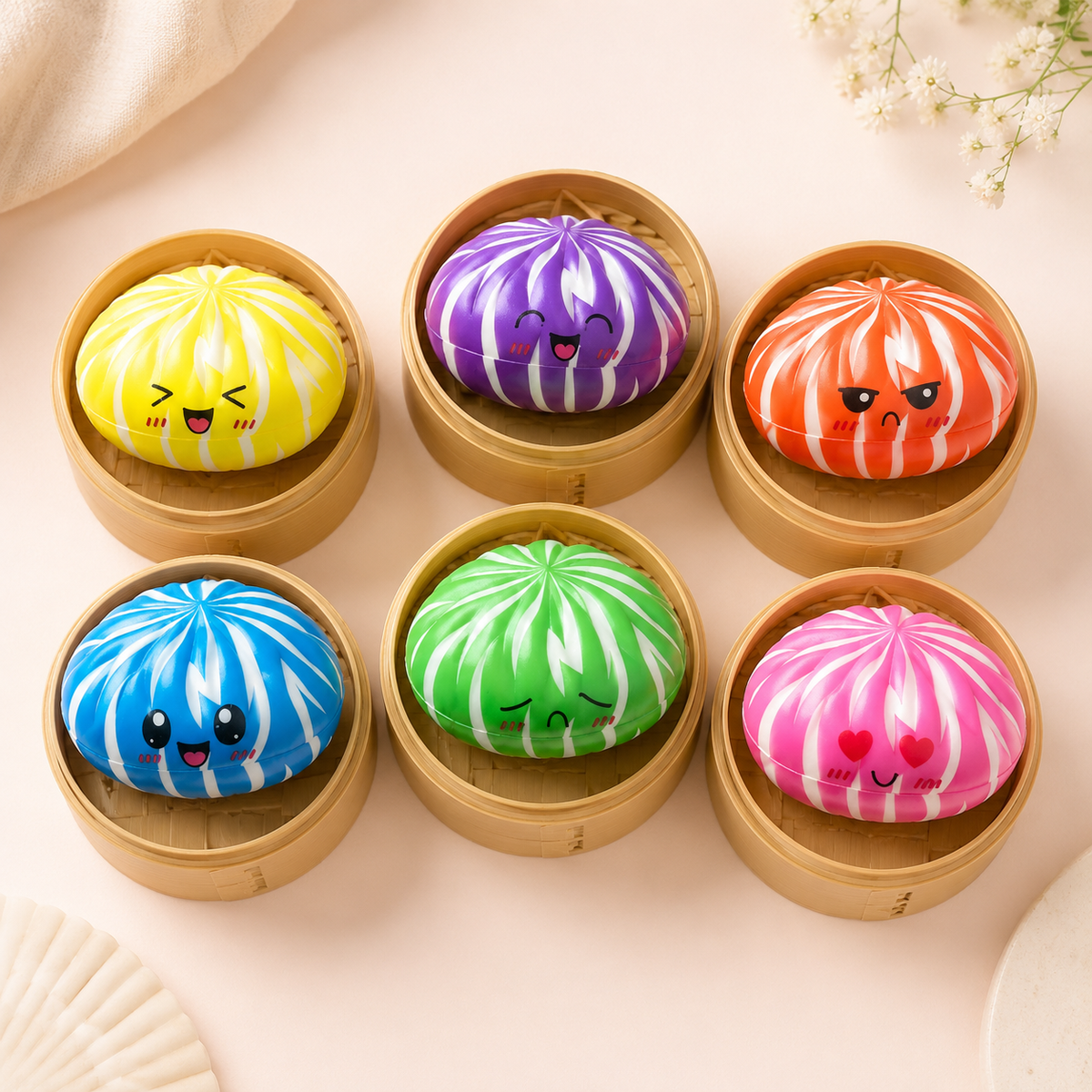 Neon Stripe Dumpling Squishy — Mystery Blind Box